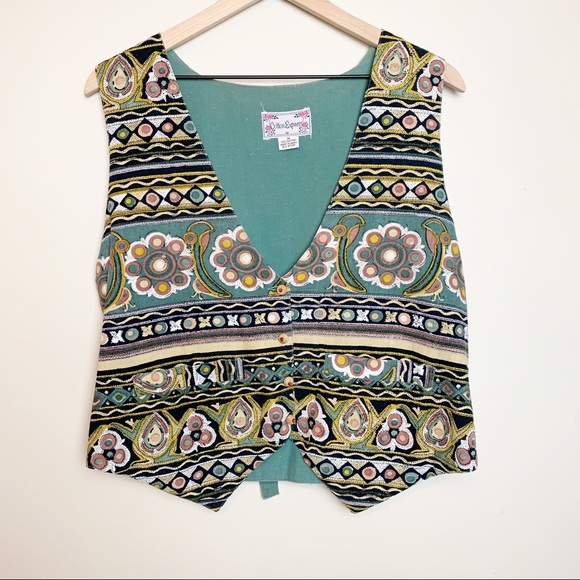 Vintage Jackets & Blazers - VINTAGE 90’s Cotton Express Abstract Printed Vest